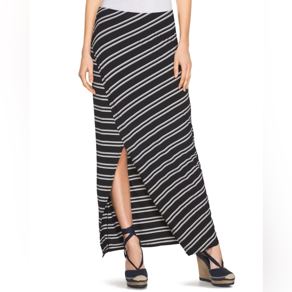 White House Black Market Stripe Wrap Maxi Skirt (size women’s L)